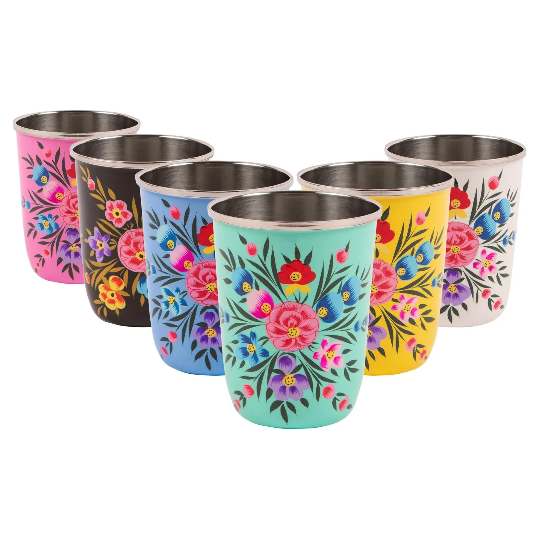 Pansy 300ml Hand-Painted Picnic Cups - Pack of Six - By BillyCan