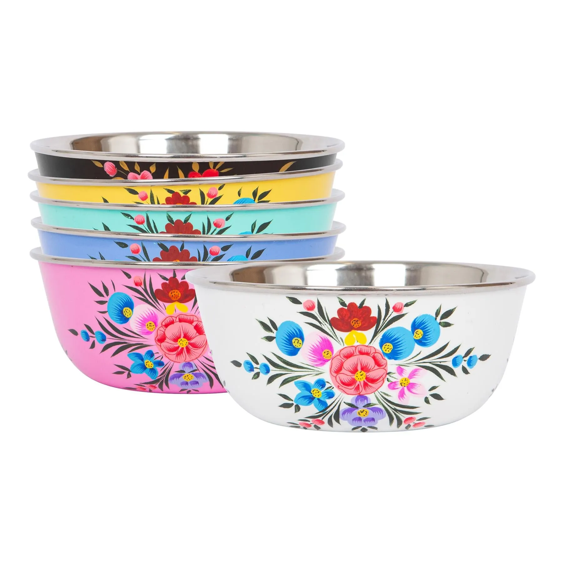 Pansy Hand-Painted Picnic Snack Bowls - 14.5cm - Pack of Six - By BillyCan