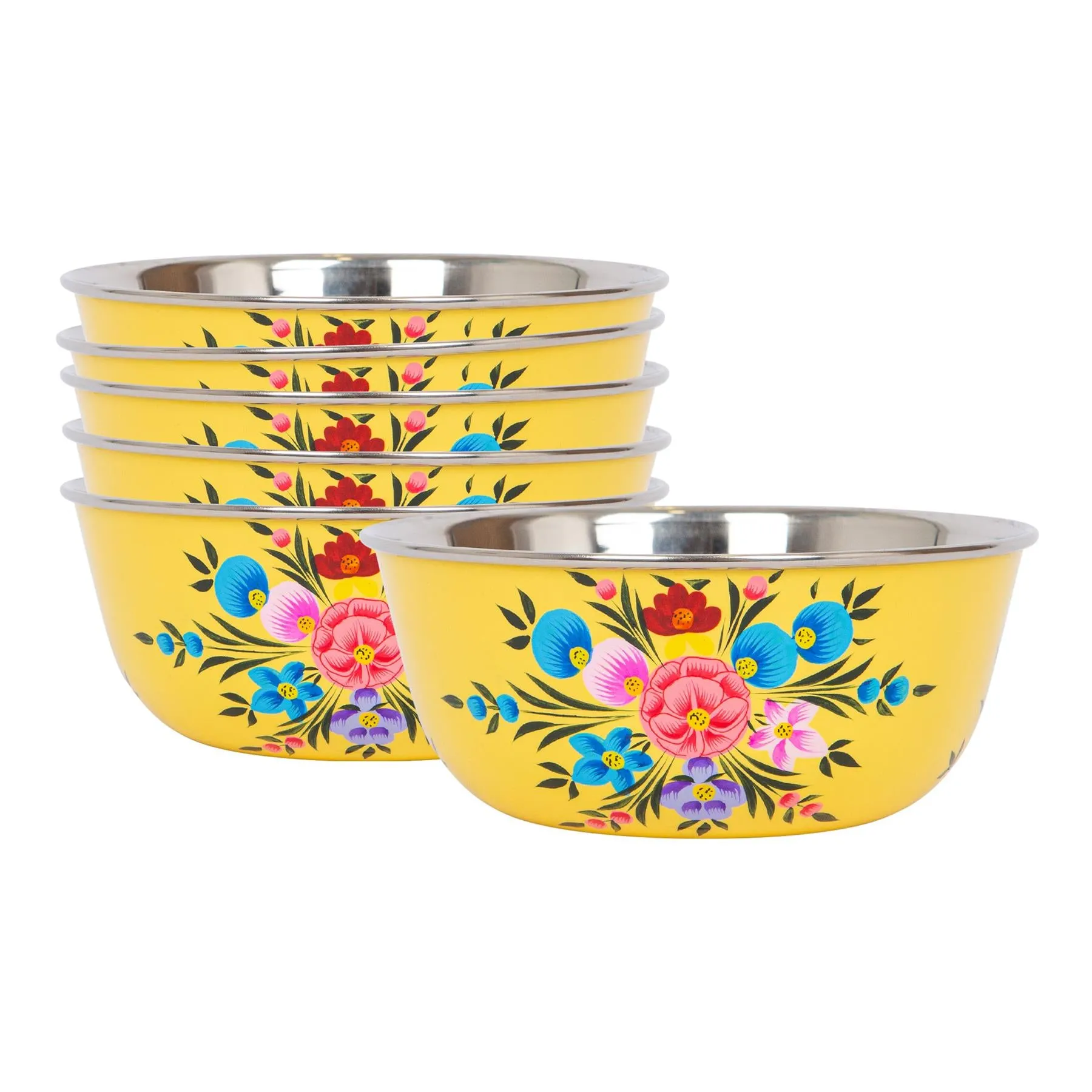 Pansy Hand-Painted Picnic Snack Bowls - 14.5cm - Pack of Six - By BillyCan