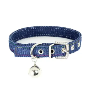 PetAffairs Bells Denim Dog Collar