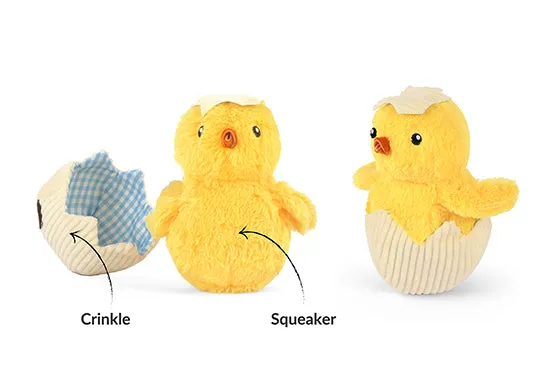 P.L.A.Y. Hippity Hoppity Squeaky Plush Dog toys, Chick Me Out