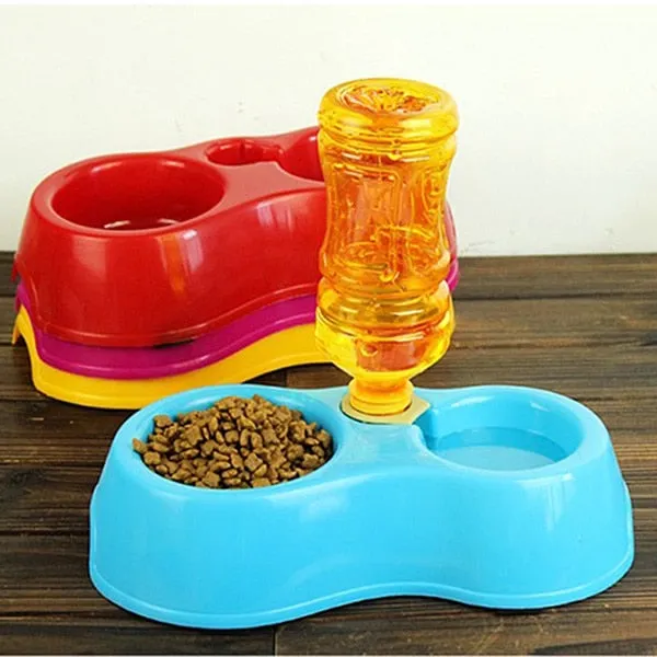 Portable Pet Feeder Plastic Dual Port Automatic Feeder