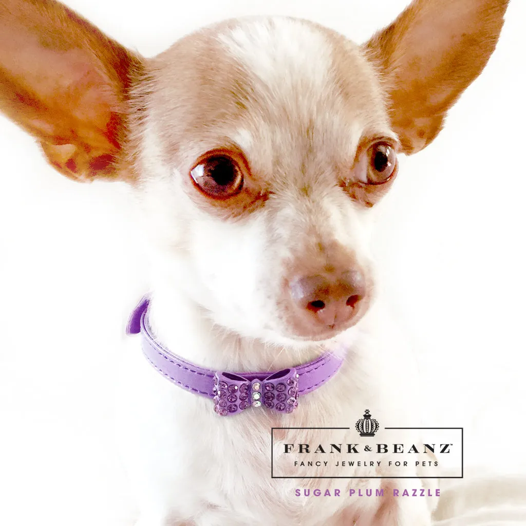 Purple Diamond Rhinestone Bowtie Bling Dog Collar