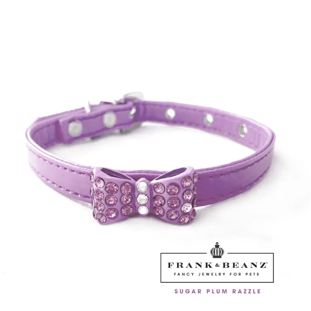 Purple Diamond Rhinestone Bowtie Bling Dog Collar