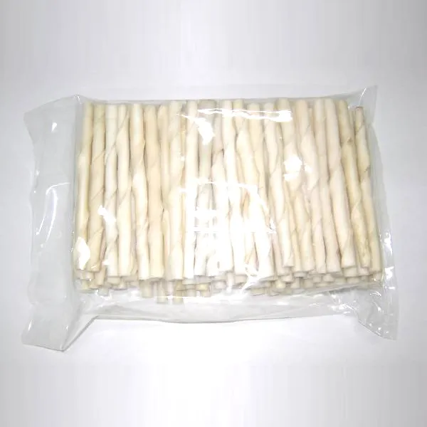 Rawhide Twisted Stick Milk 5" x 9/10mm 100pcs