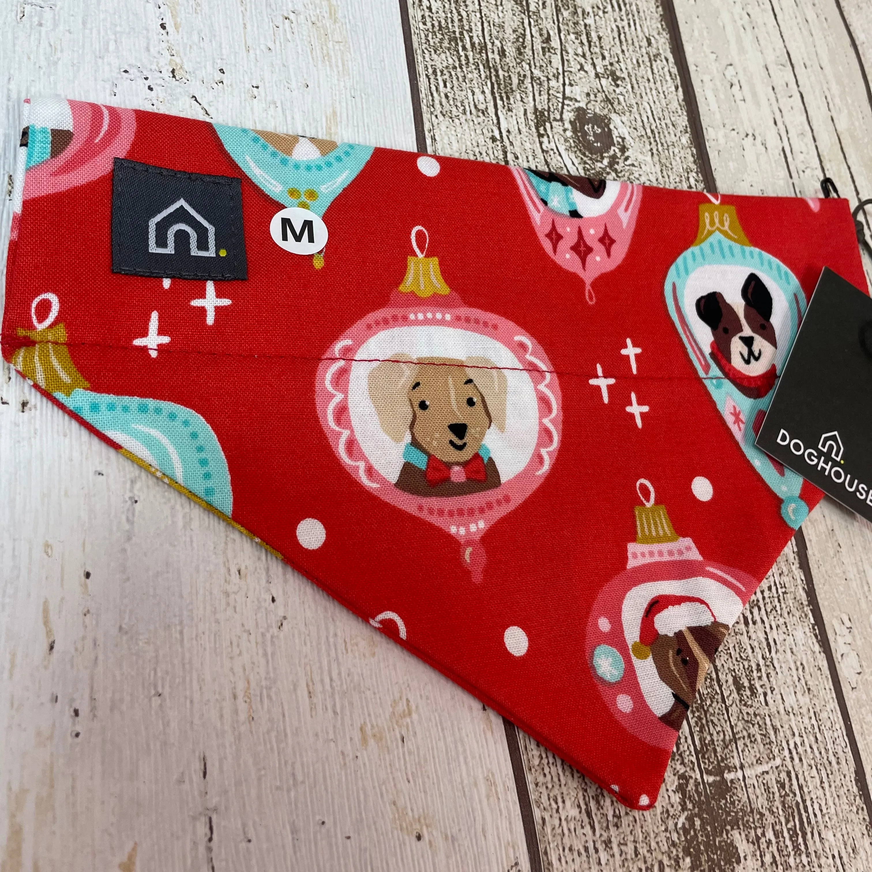 Red Christmas Bauble Slip-On Dog Bandana