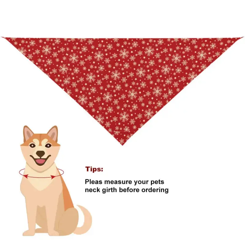 Red Christmas Pet Bandana with Snowflake Pattern for Cats and Dogs