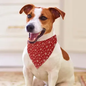 Red Christmas Pet Bandana with Snowflake Pattern for Cats and Dogs