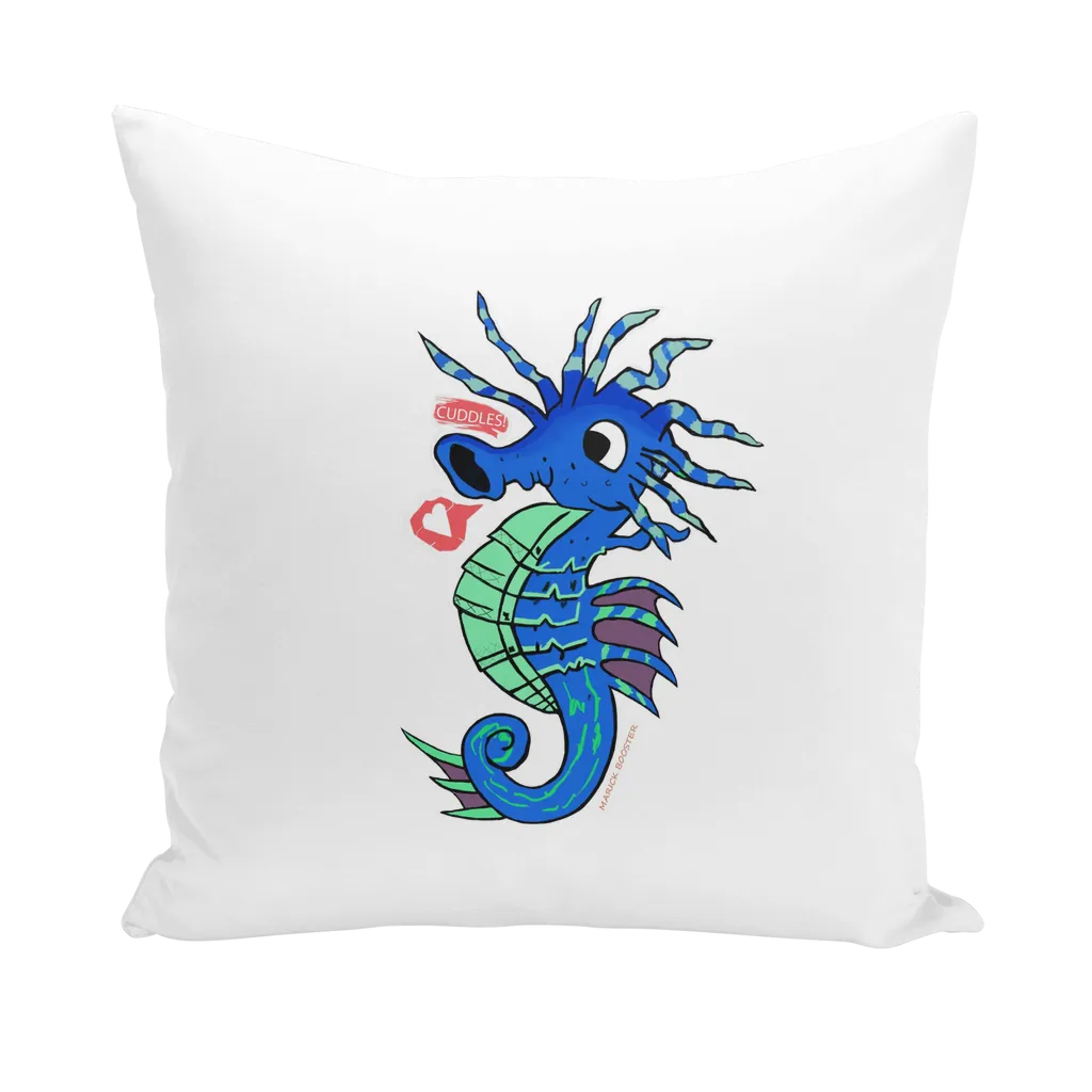 Scribblers the Seahorse Throw Pillows