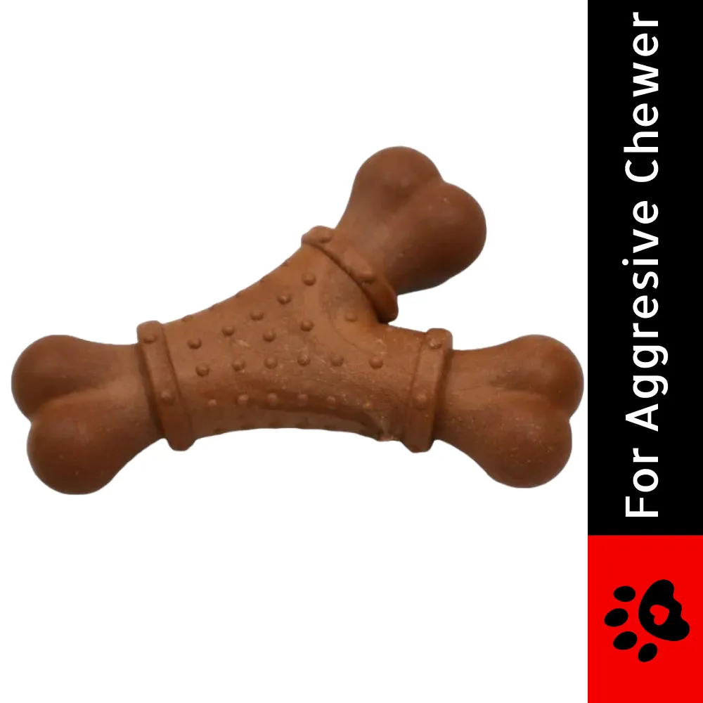 Talking Dog Club Y Shape Nylon Bone Heavy Chew Toy for Dogs (Brown)