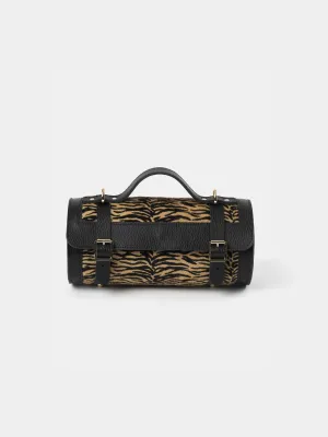 The Bowls Bag - Black Celtic Grain & Tiger Print Haircalf