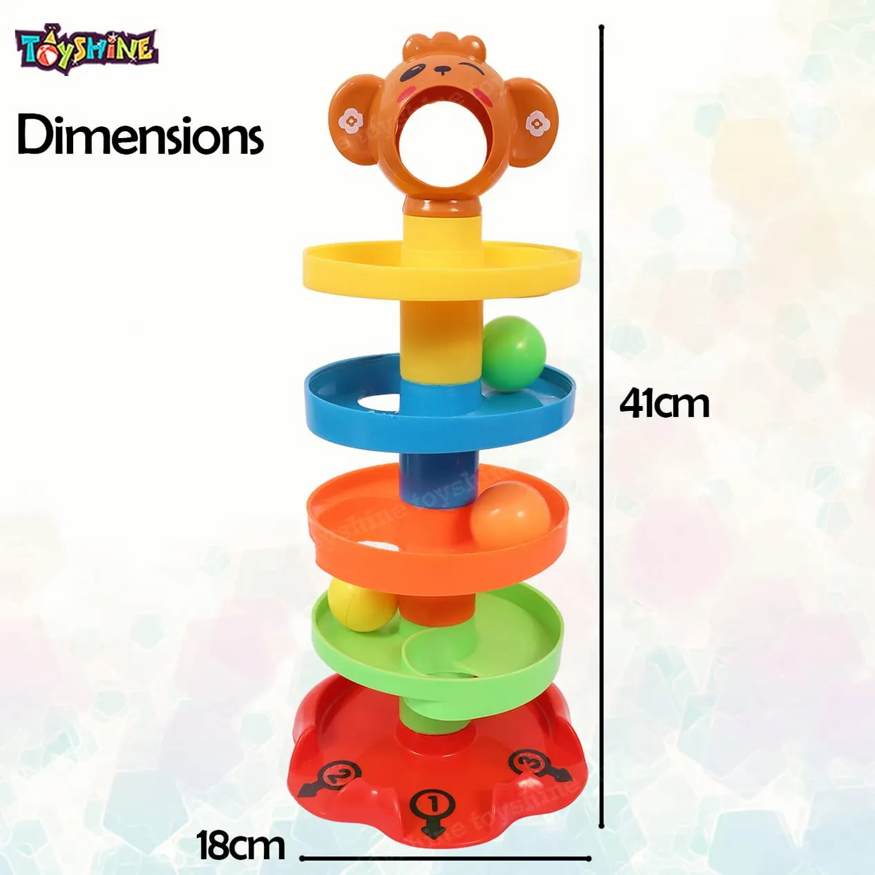 Toyshine 5 Layer Plastic Stack, Drop and Go Ball Drop and Roll Swirling Tower Ramp Development Educational Toys for Baby and Toddler (Multicolour)