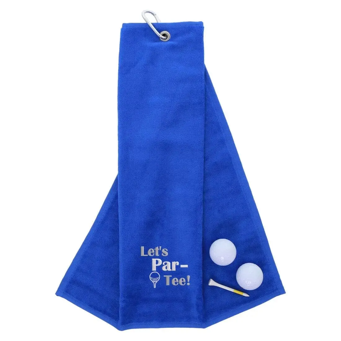 Tri-Fold Golf Towel Embroidered With Let's Par-Tee Novelty Golf Logo