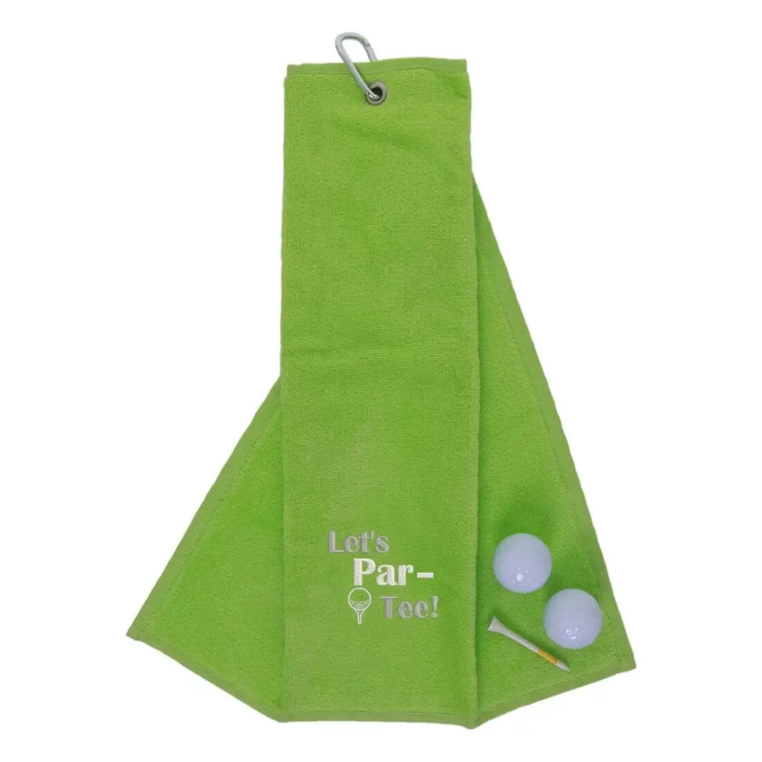 Tri-Fold Golf Towel Embroidered With Let's Par-Tee Novelty Golf Logo