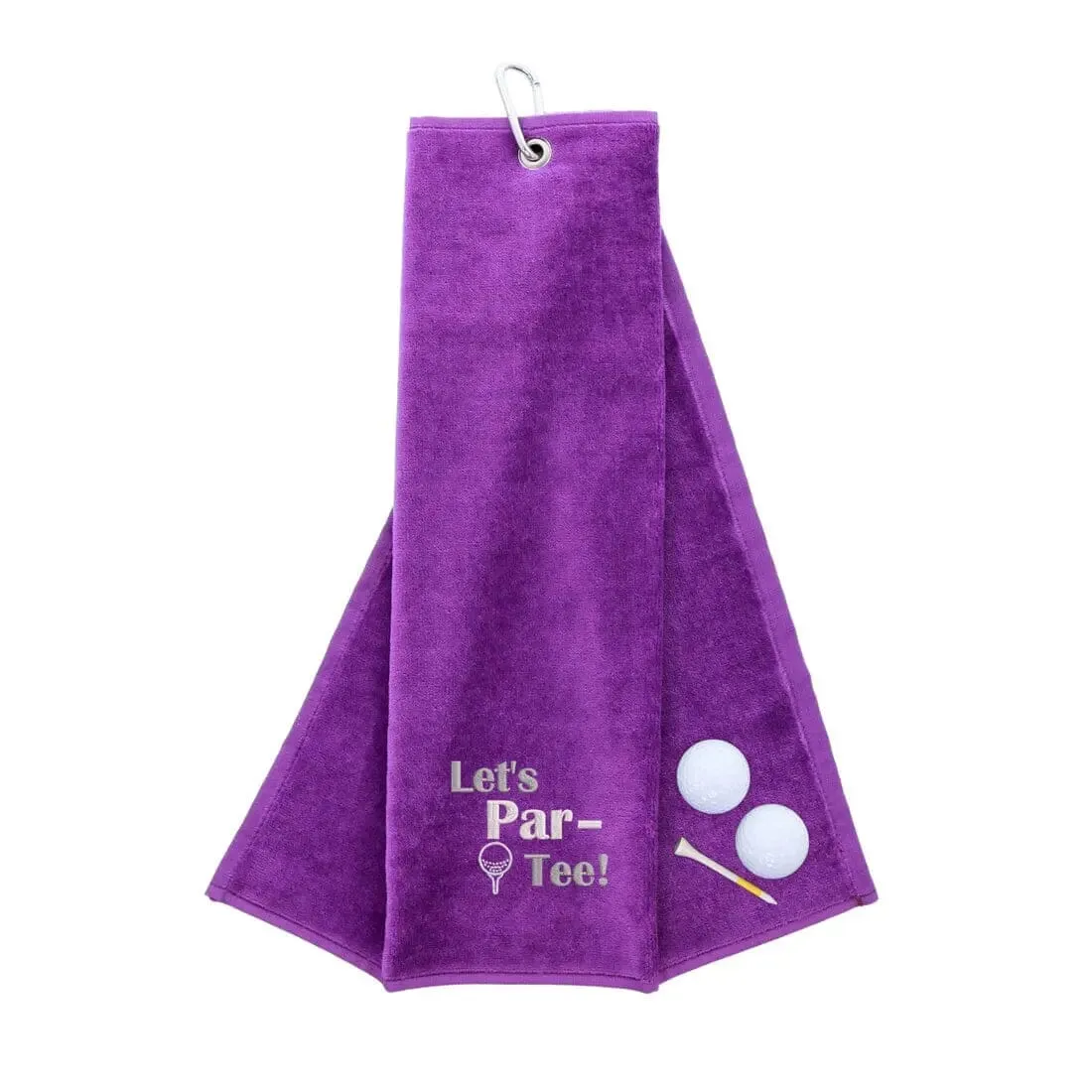 Tri-Fold Golf Towel Embroidered With Let's Par-Tee Novelty Golf Logo