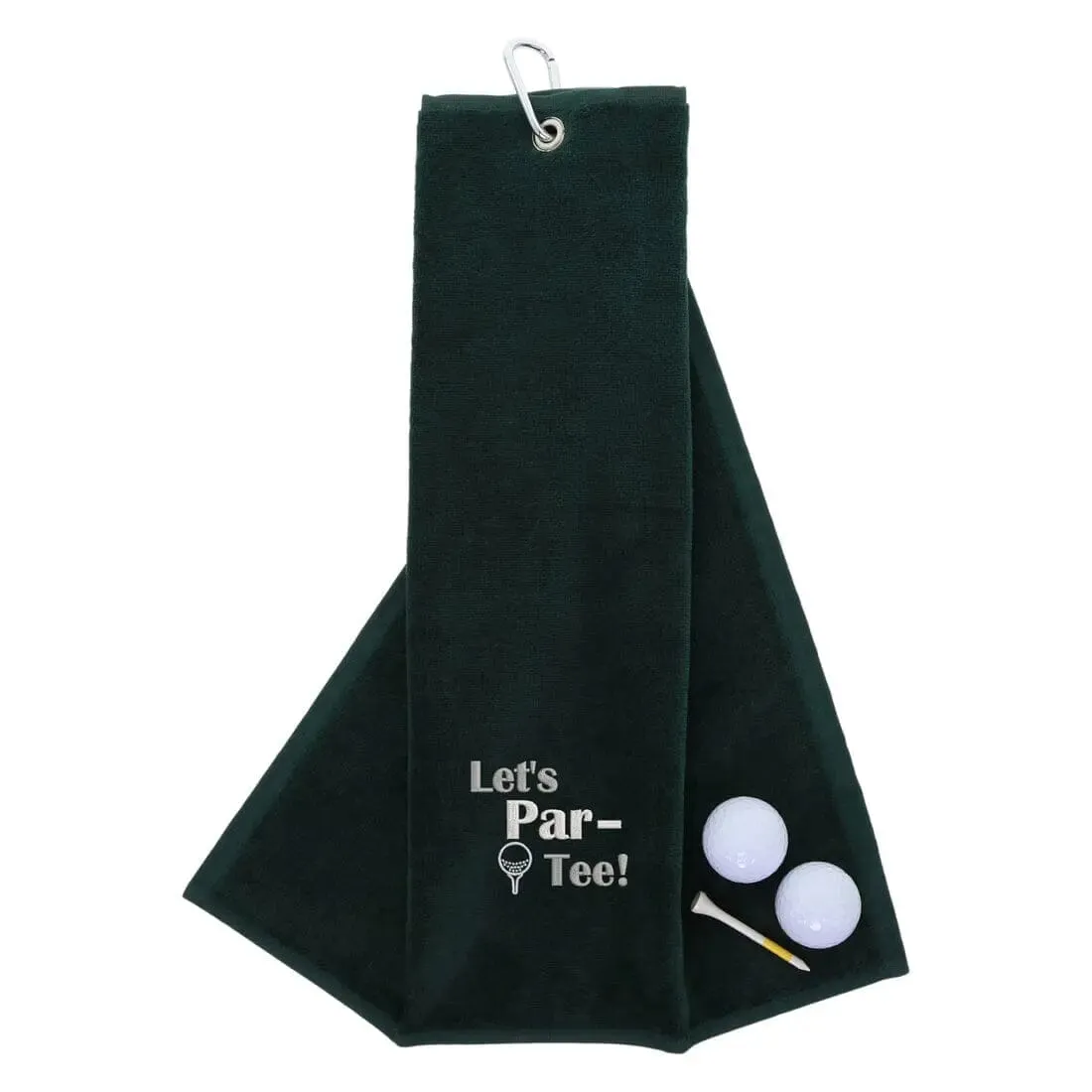 Tri-Fold Golf Towel Embroidered With Let's Par-Tee Novelty Golf Logo