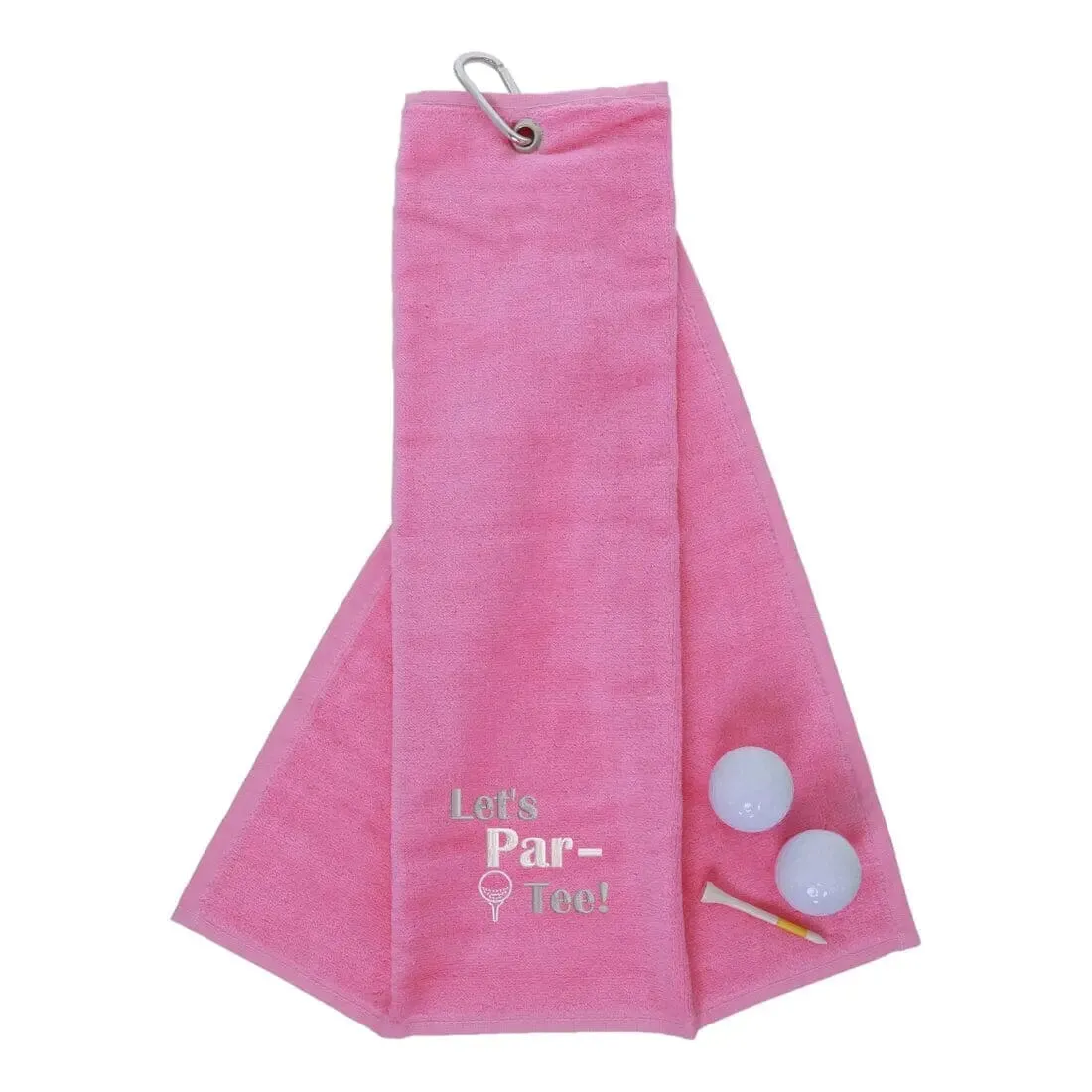 Tri-Fold Golf Towel Embroidered With Let's Par-Tee Novelty Golf Logo