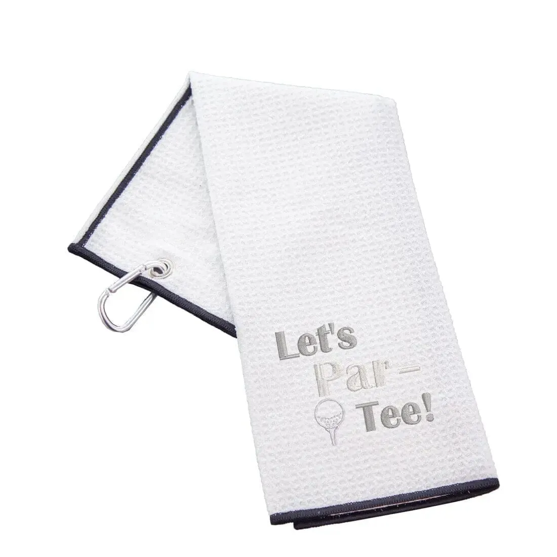 Tri-Fold Golf Towel Embroidered With Let's Par-Tee Novelty Golf Logo