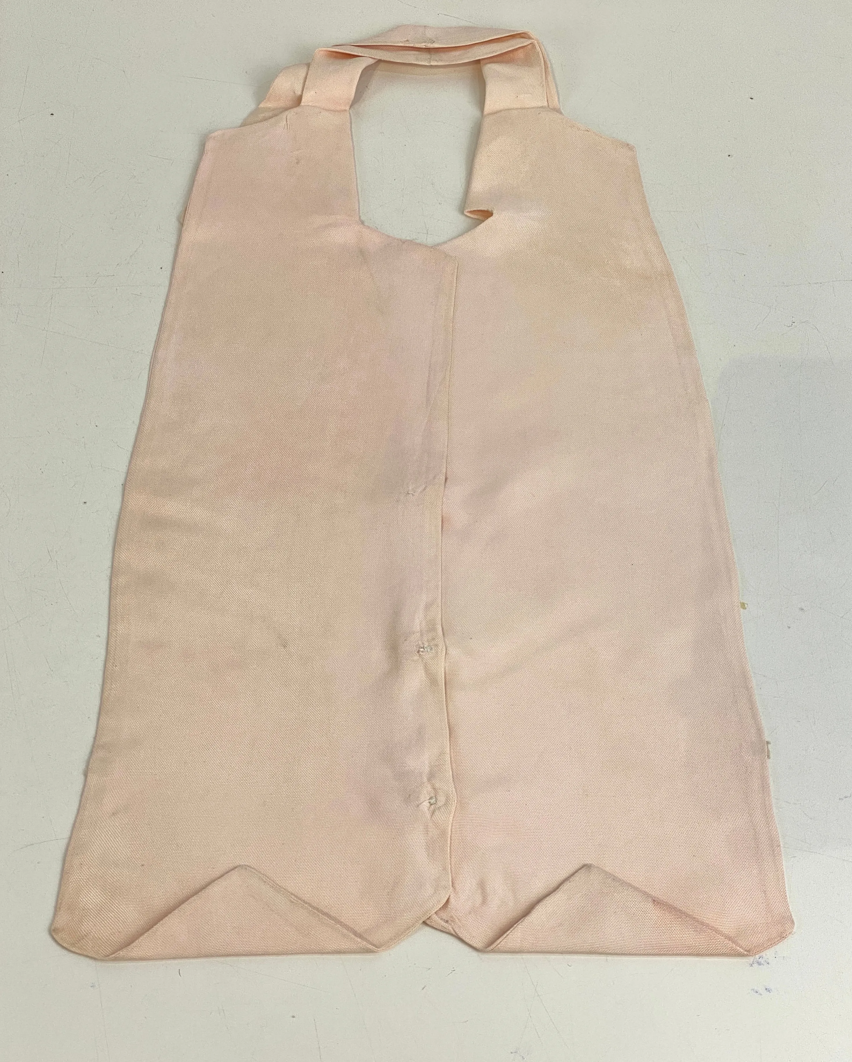 Vintage 1920s Pink Rayon Bib Collar with White Buttons