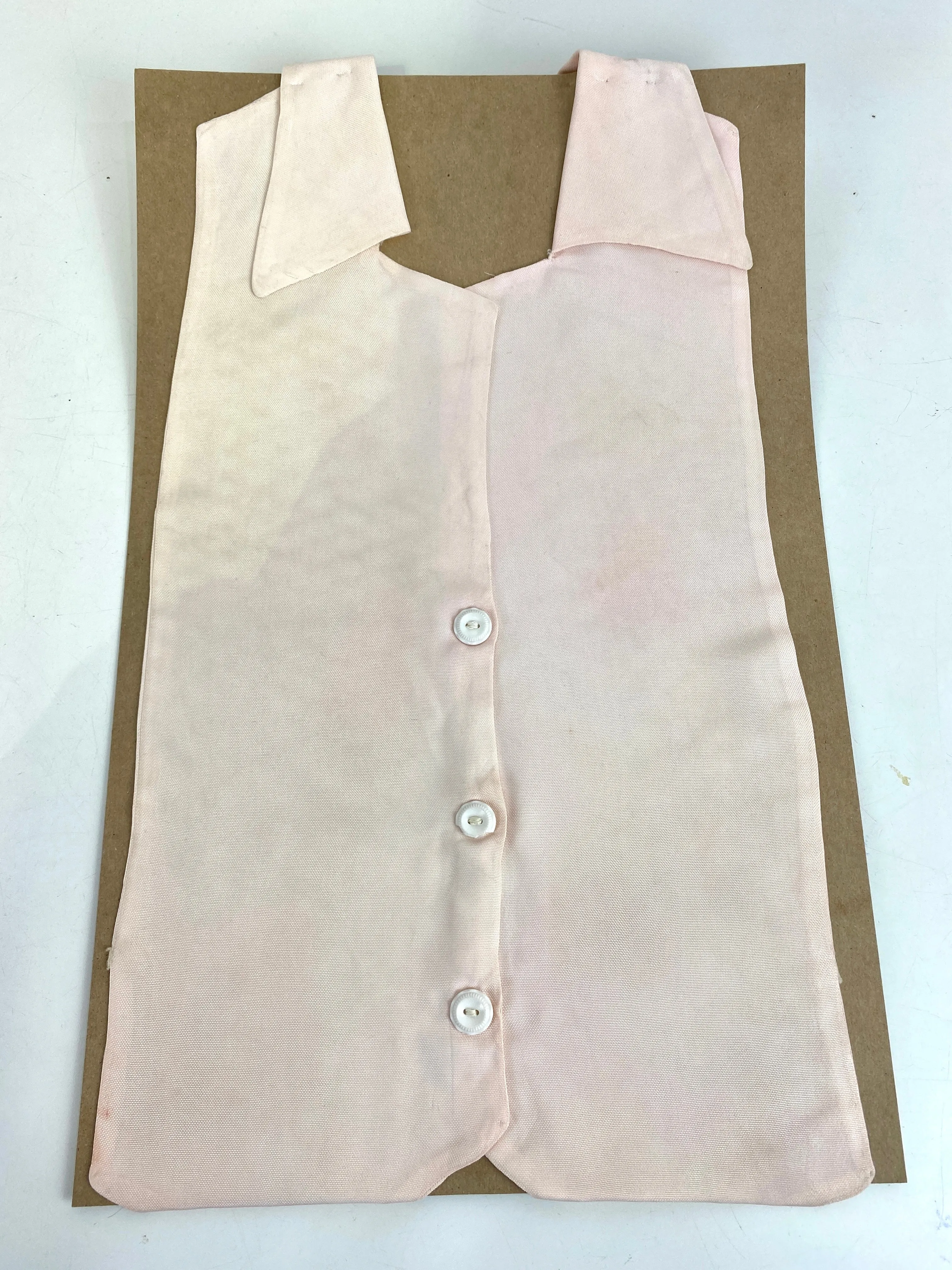 Vintage 1920s Pink Rayon Bib Collar with White Buttons