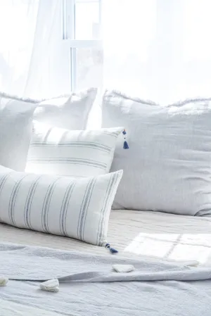 White with Blue Stripes So Soft Linen Pillow