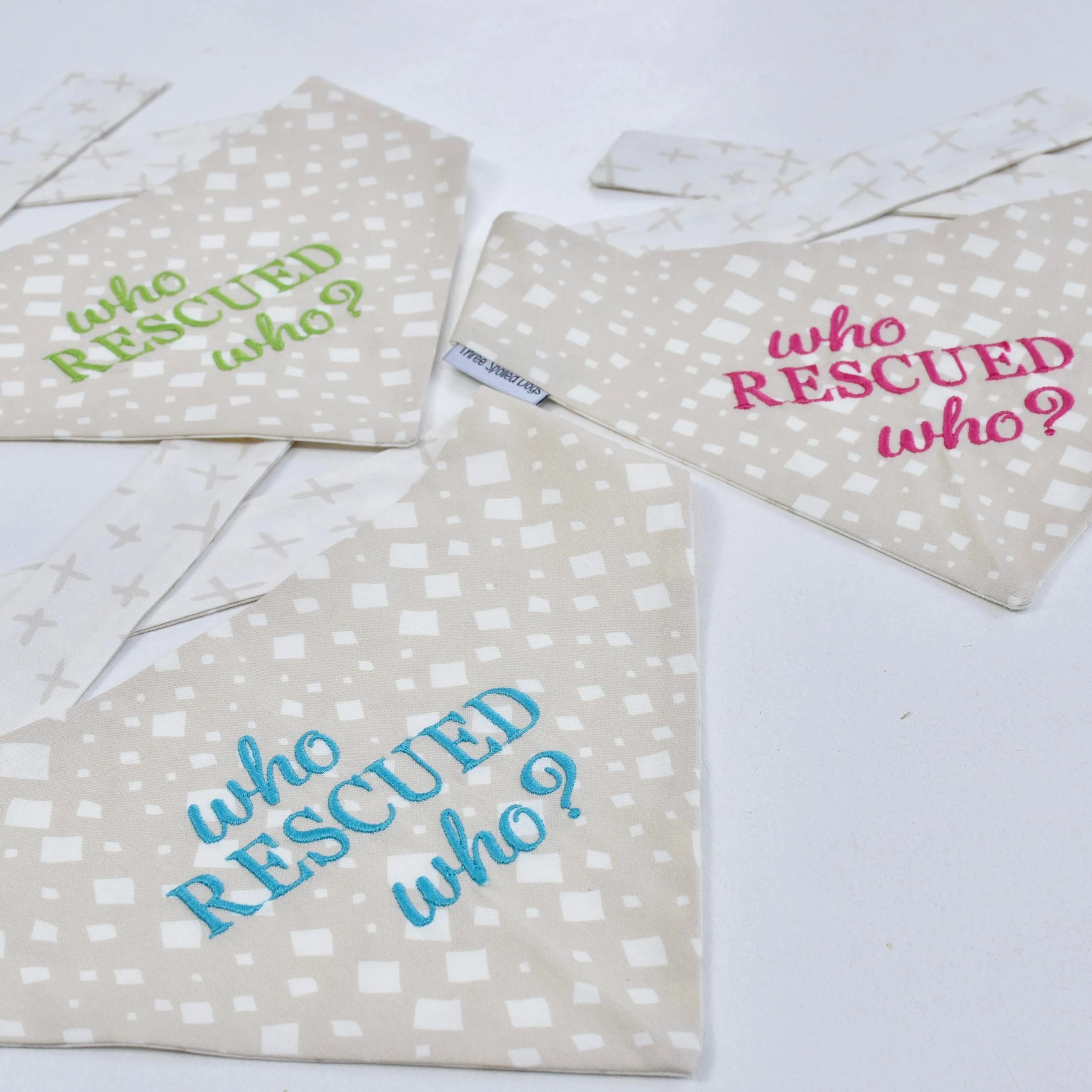 Who Rescued Who? Embroidered Dog Bandanas Ready to Ships -SALE PAGE