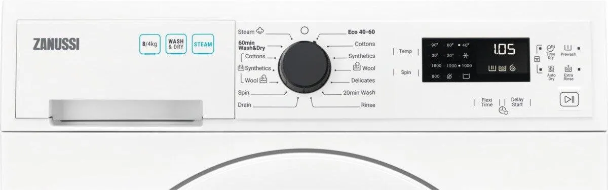 Zanussi ZWD86SB4PW Washer Dryer, 8kg, 1600 Spin, White